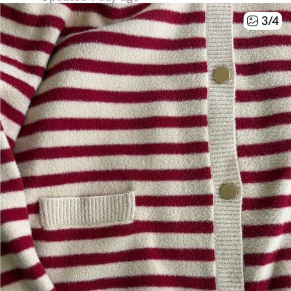 Anthropologie x NVLT Red & Cream Classic Striped Cardigan gold buttons, size XS - Picture 3 of 12